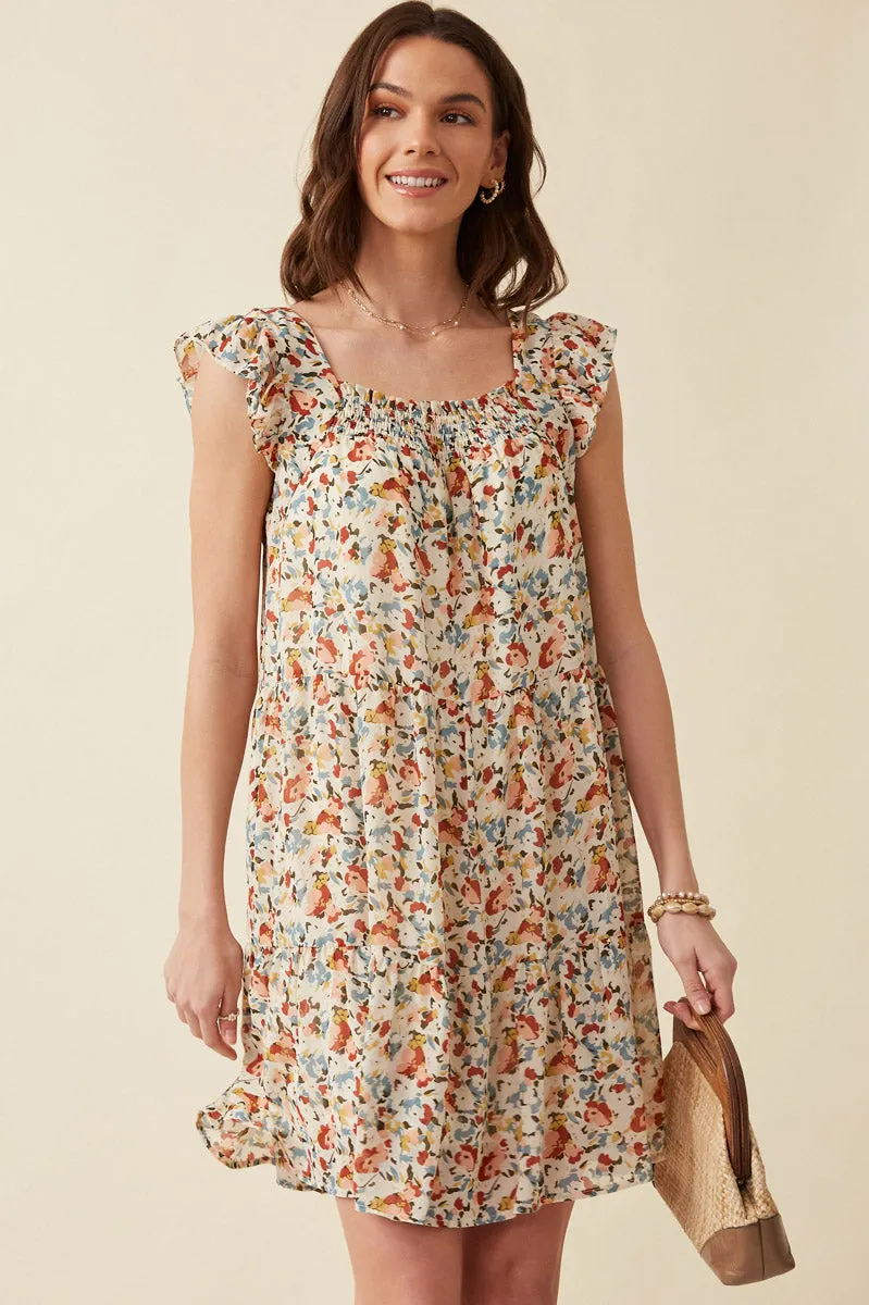 Womens Floral Ruffle Sleeve Smock Detail Dress sold by Hayden