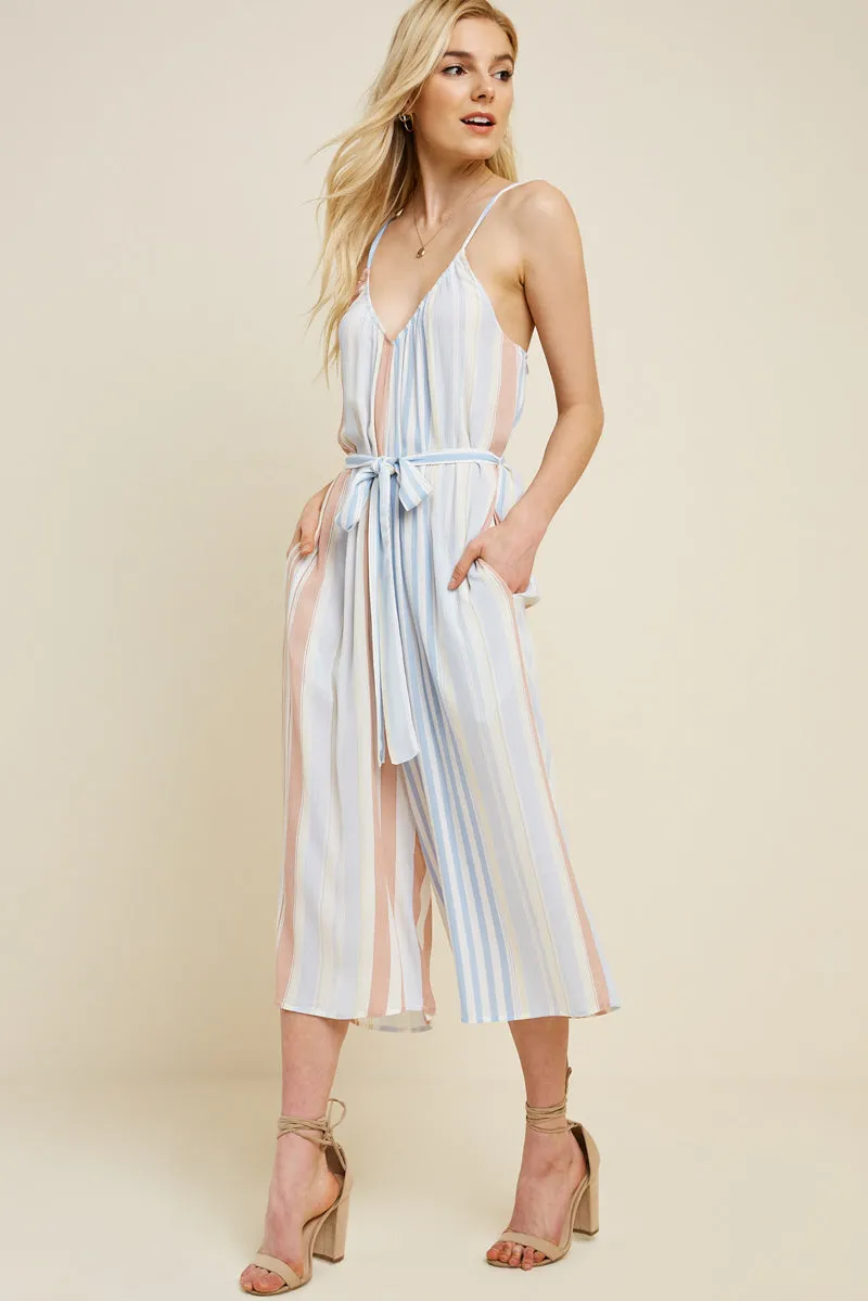 Womens Belted Cropped Stripe Jumpsuit sold by Hayden product image thumbnail 3