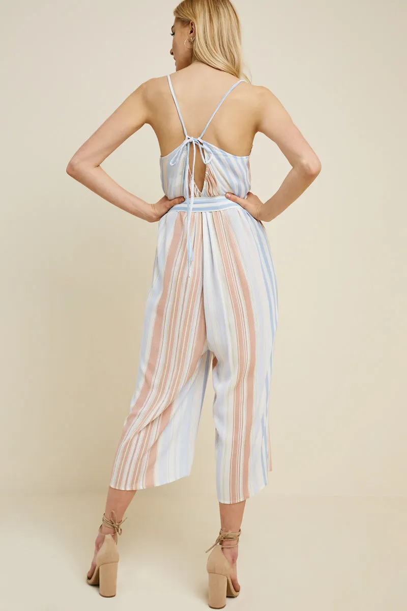Womens Belted Cropped Stripe Jumpsuit sold by Hayden product image thumbnail 2