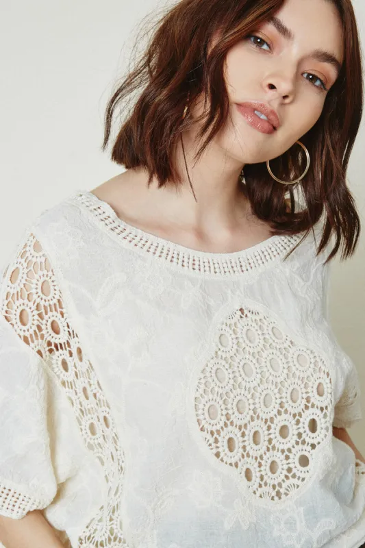 Womens Crochet Lace Cropped Top sold by Hayden
