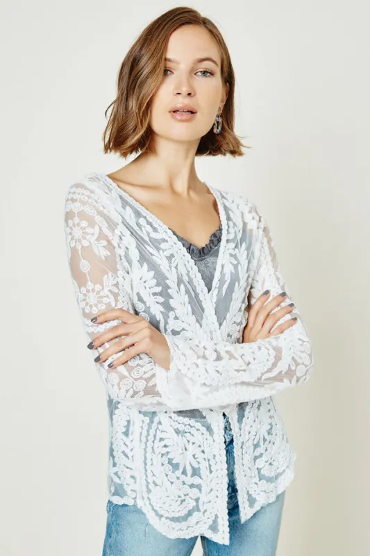 Womens Sheer Floral Lace Cardigan sold by Hayden