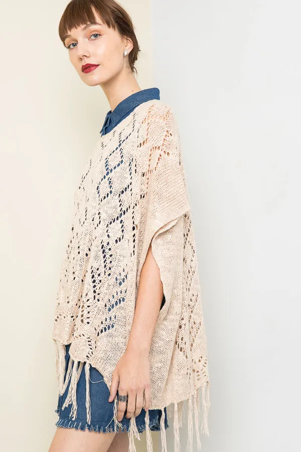 Womens Special Size Fringe Knit Sweater Poncho sold by Hayden product image thumbnail 4