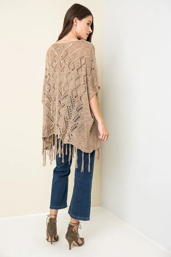 Womens Special Size Fringe Knit Sweater Poncho sold by Hayden product image thumbnail 2
