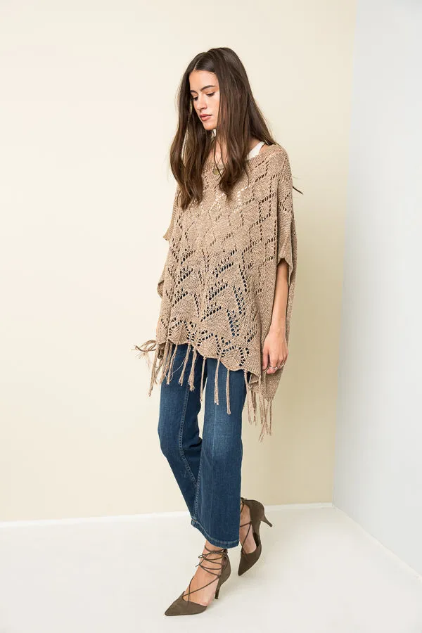 Womens Special Size Fringe Knit Sweater Poncho sold by Hayden product image thumbnail 3