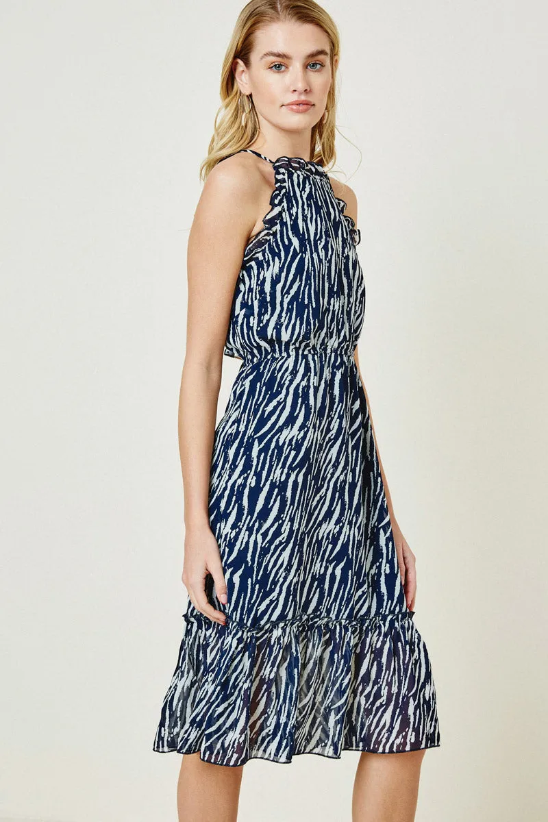 Womens Zebra High-Neck Midi Dress sold by Hayden product image thumbnail 3
