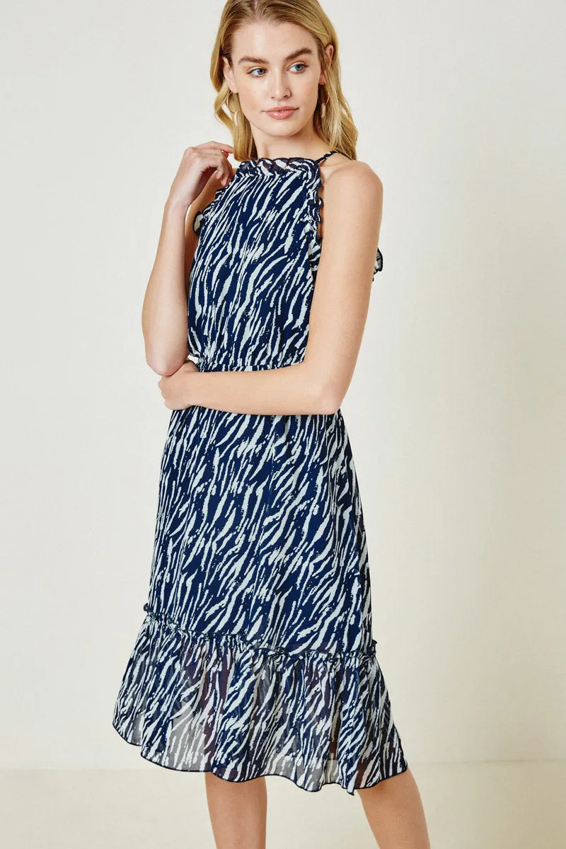 Womens Zebra High-Neck Midi Dress sold by Hayden