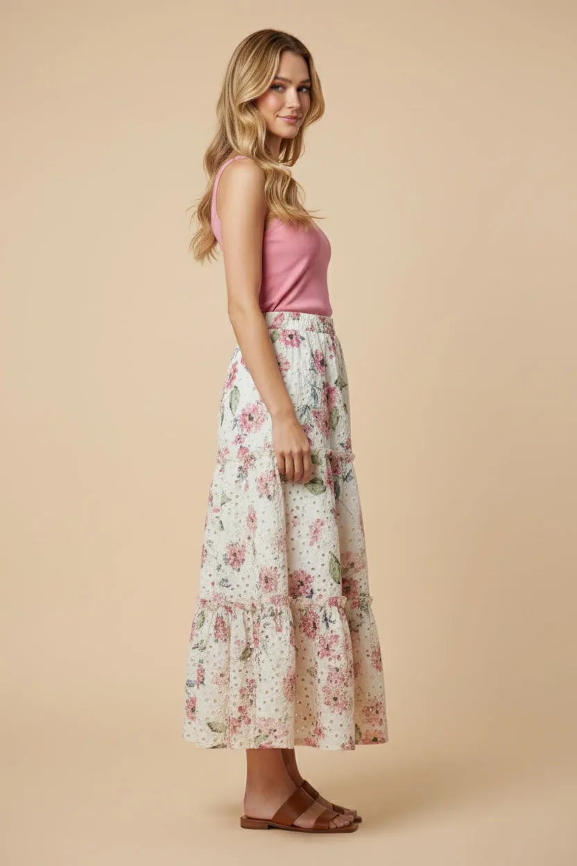 Womens Floral Printed Crochet Eyelet Skirt sold by Hayden product image thumbnail 2