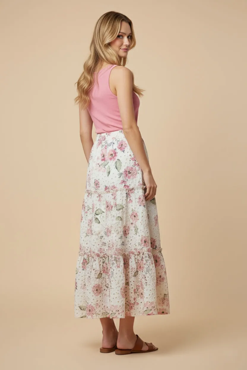 Womens Floral Printed Crochet Eyelet Skirt sold by Hayden product image thumbnail 3