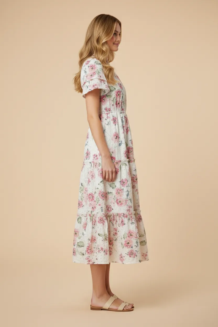 Womens Floral Lace Eyelet Ruffle Detail Dress sold by Hayden product image thumbnail 2