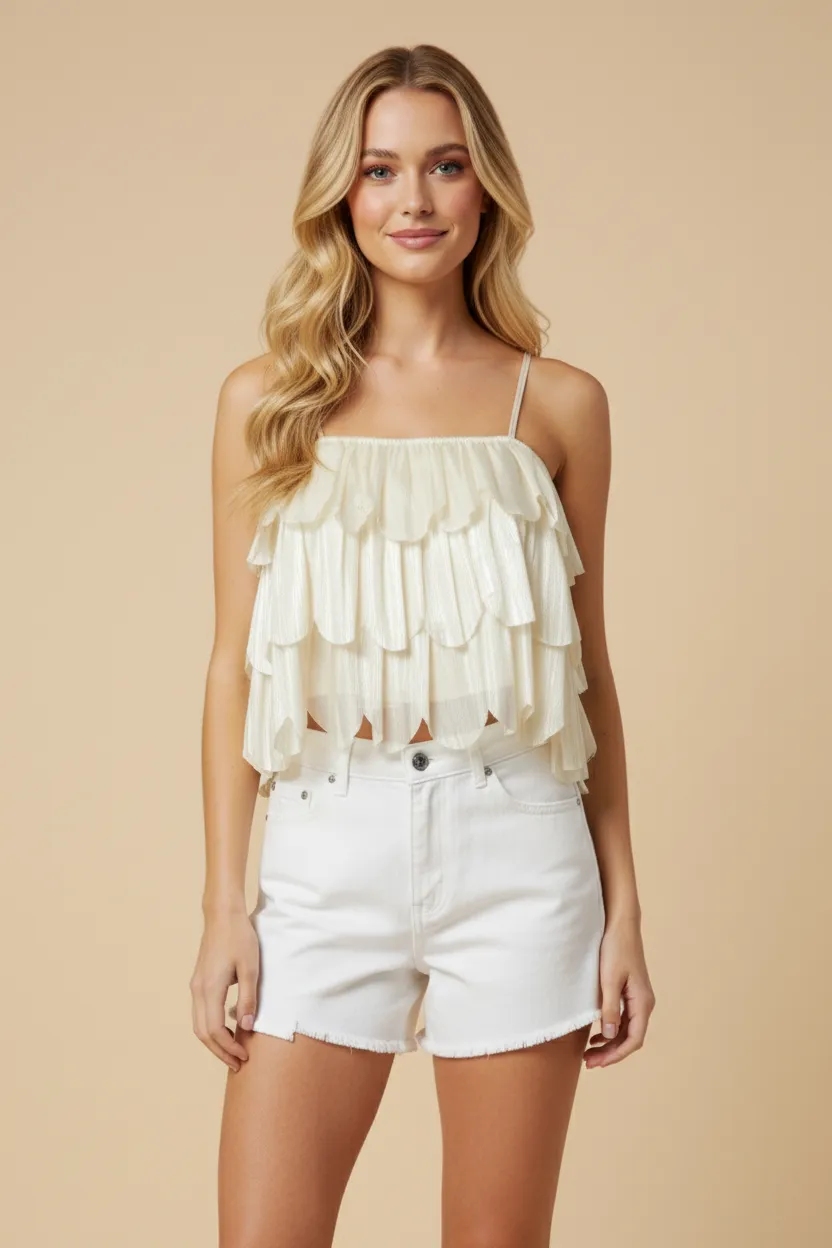 Womens Scallop Hemmed Layered Sheen Cami sold by Hayden product image thumbnail 4