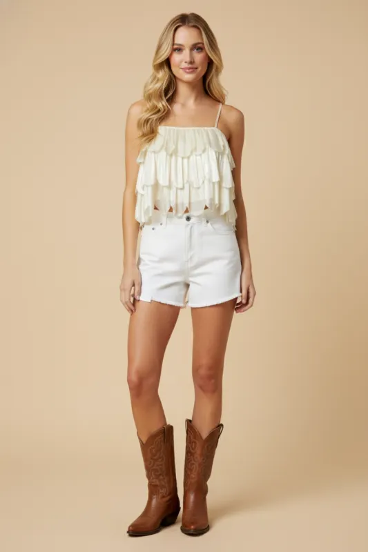 Womens Scallop Hemmed Layered Sheen Cami made by Hayden