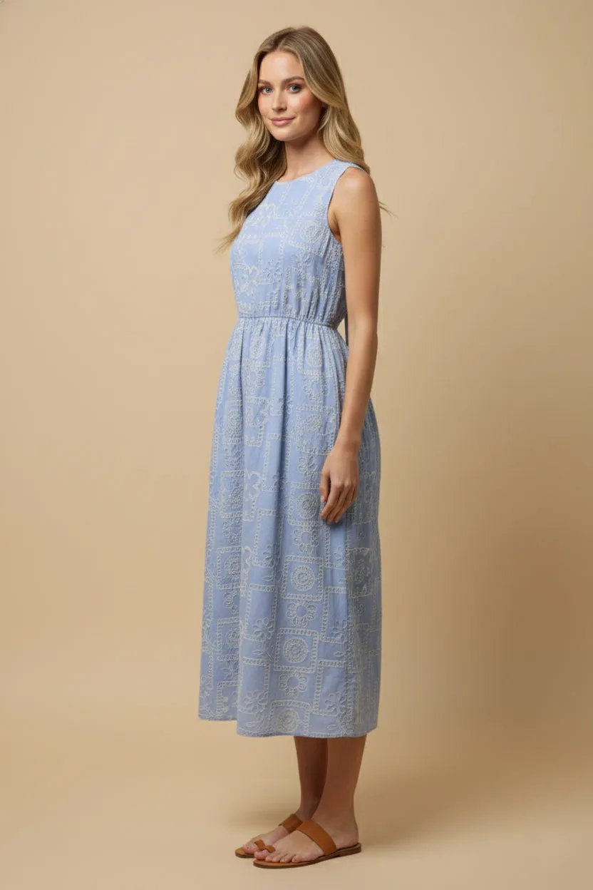 Womens Quilted Embroidered Open Back Tie Detail Dress sold by Hayden product image thumbnail 2