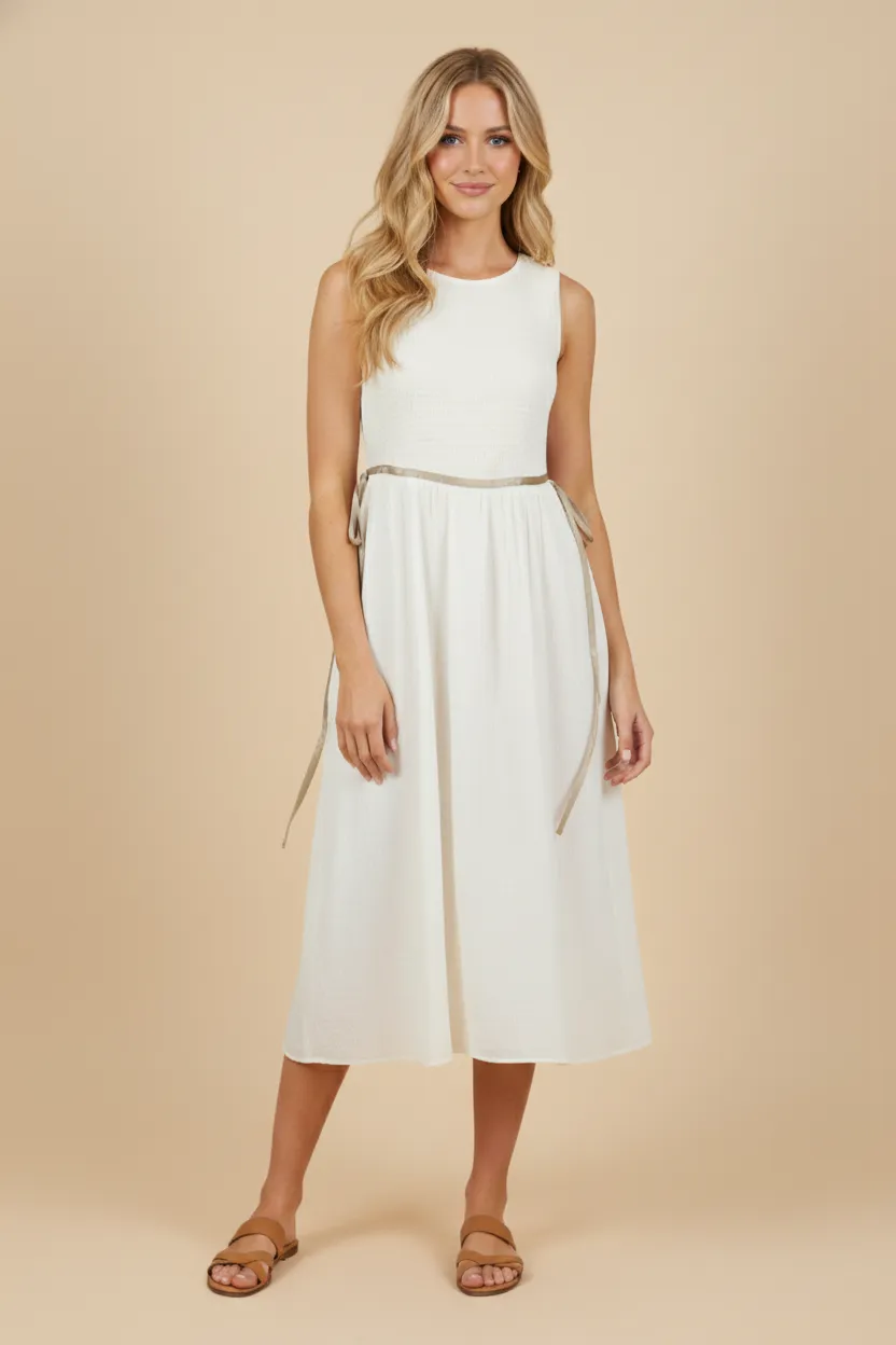 Womens Ribbon Detailed Smocked Tank Dress sold by Hayden