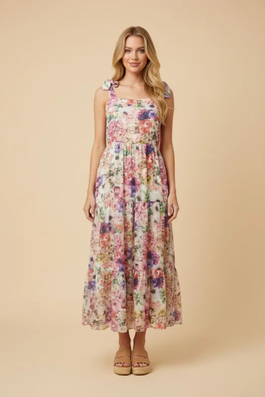 Womens Soft Floral Tie Shoulder Tank Dress sold by Hayden