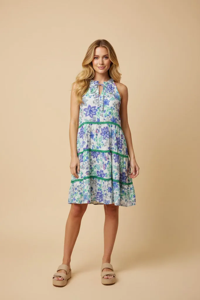 Womens Floral Print Contrast Lace Halter Dress sold by Hayden