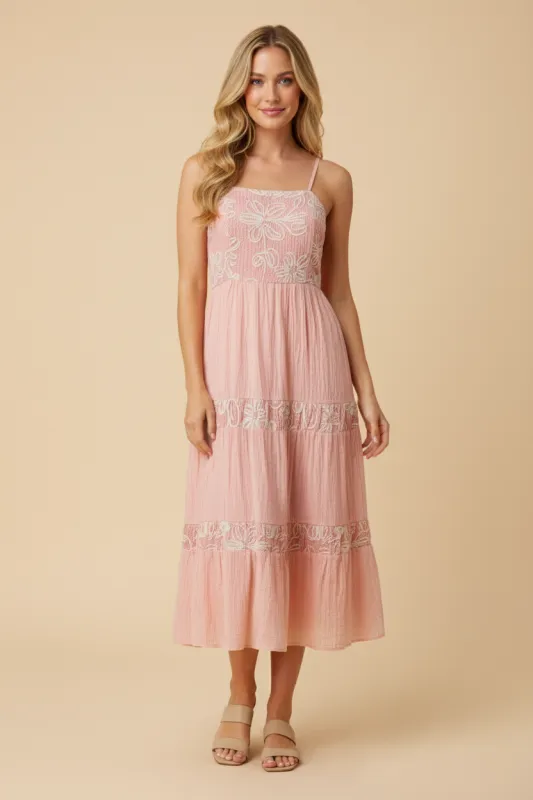 Womens Embroidered Print Block Tank Dress sold by Hayden