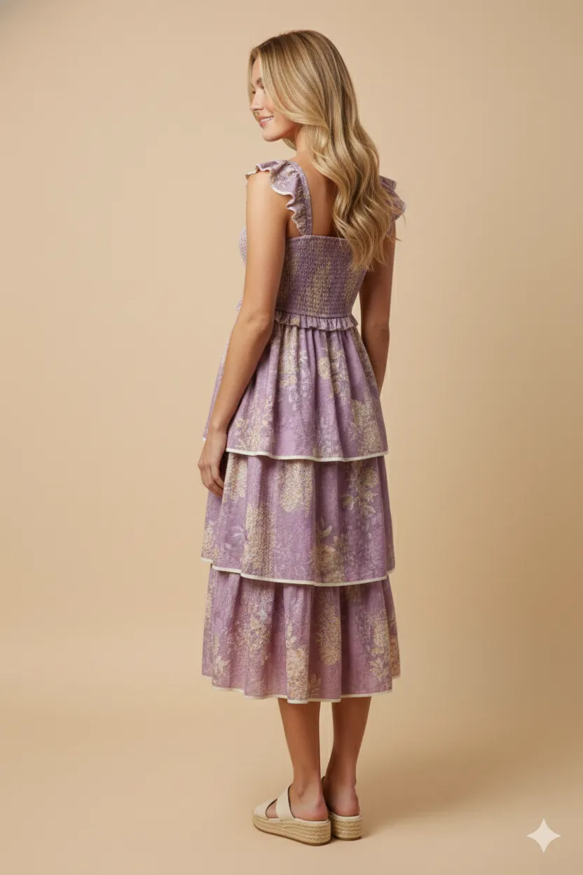 Womens Textured Abstract Print Smocked Tank Dress sold by Hayden product image thumbnail 4