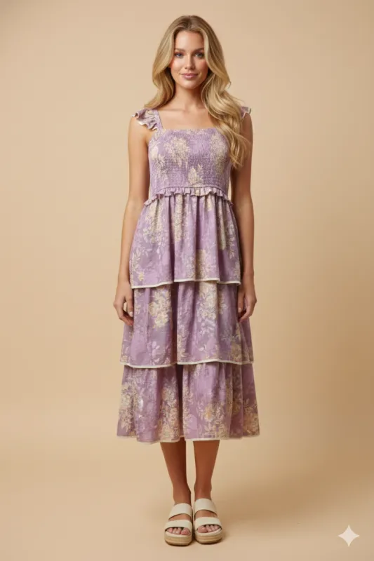 Womens Textured Abstract Print Smocked Tank Dress sold by Hayden