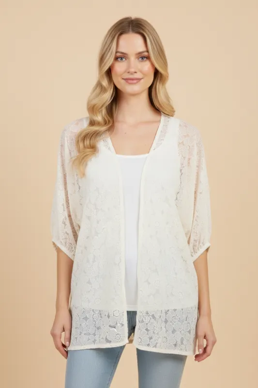 Womens Floral Lace Elastic Cuff Kimono sold by Hayden