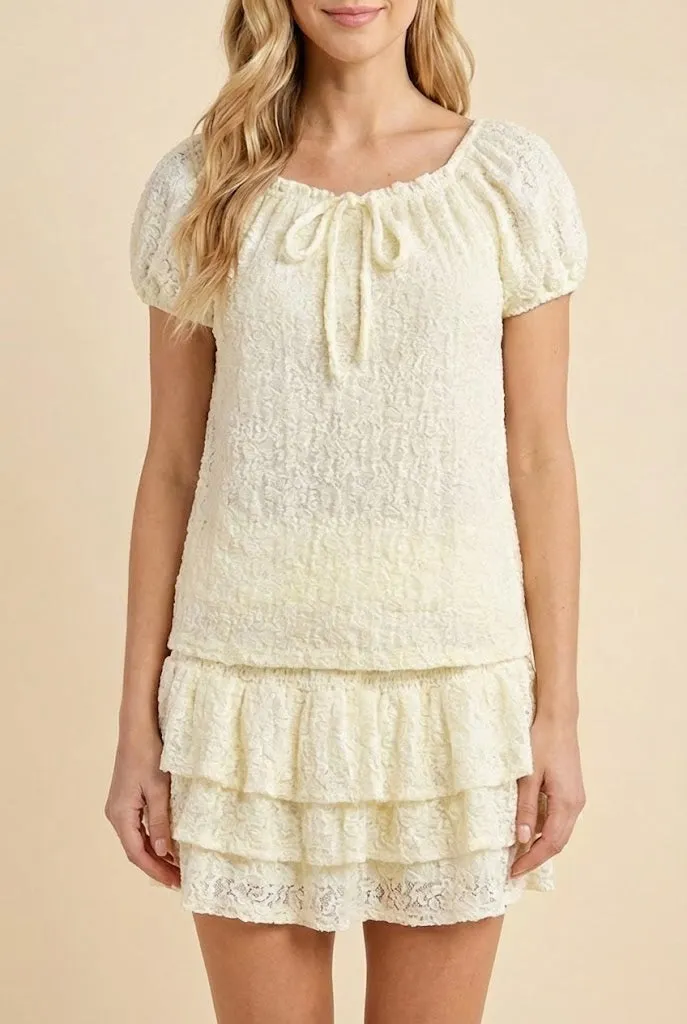 Womens Floral Lace Tie Detail Square Neck Top sold by Hayden
