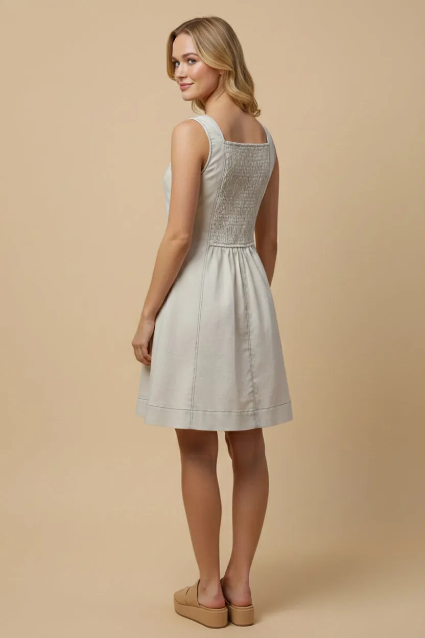 Women Contrast Stitch Detail Square Neck Tank Dress sold by Hayden product image thumbnail 3