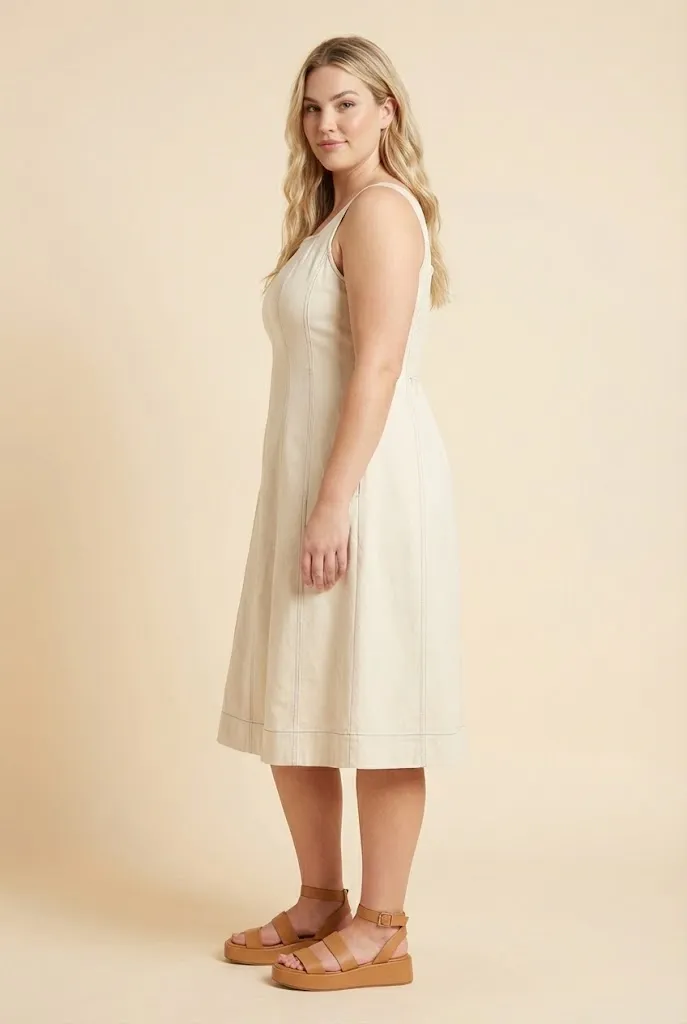 Women Contrast Stitch Detail Square Neck Tank Dress sold by Hayden product image thumbnail 5