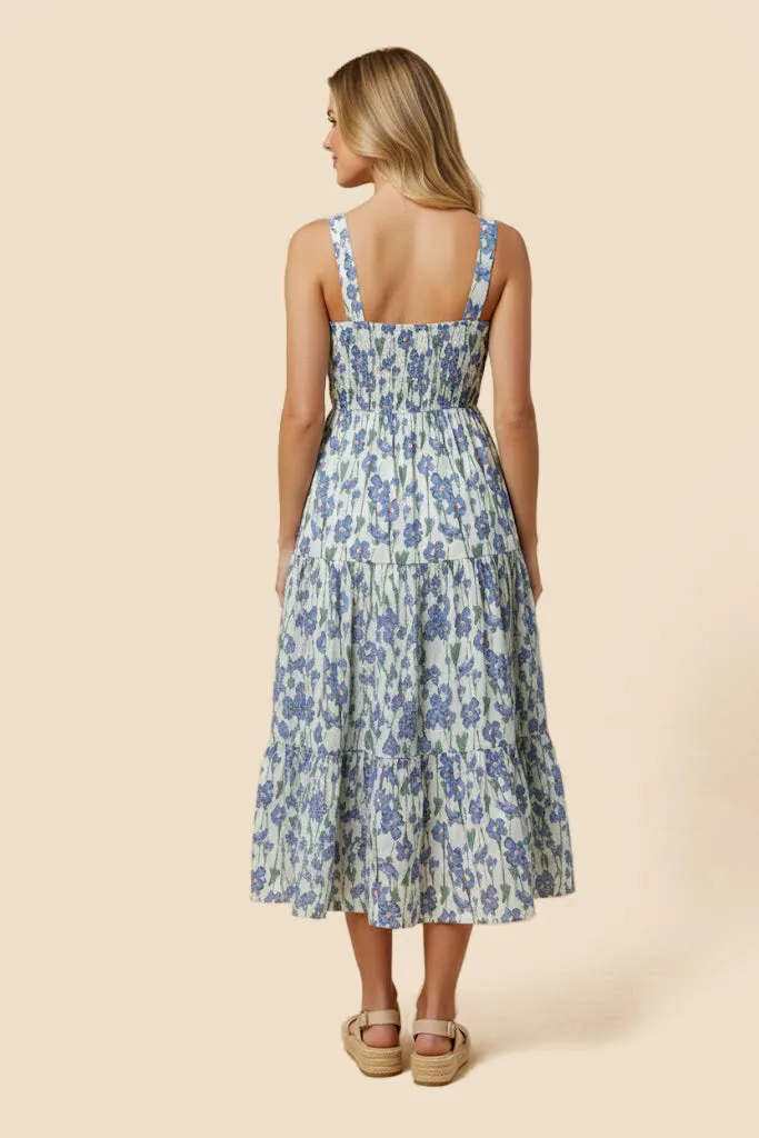 Womens Floral Print Pleat Detail Sleeveless Poplin Dress sold by Hayden product image thumbnail 4