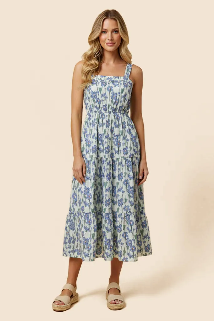 Womens Floral Print Pleat Detail Sleeveless Poplin Dress sold by Hayden