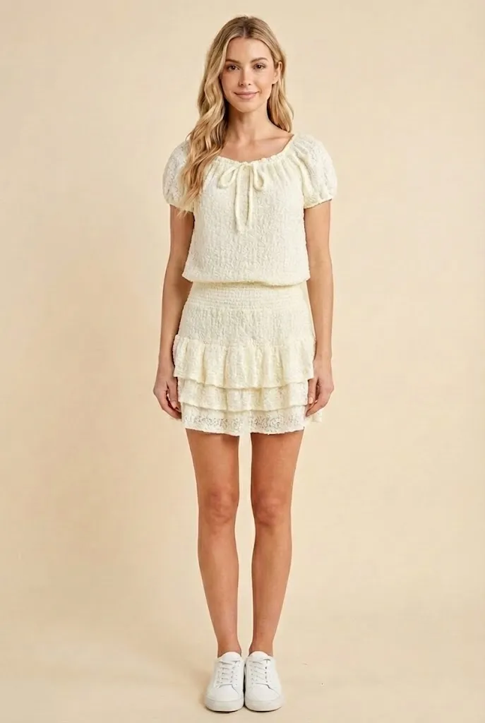 Womens Lace Tiered Smocked Waist Shorts sold by Hayden product image thumbnail 2