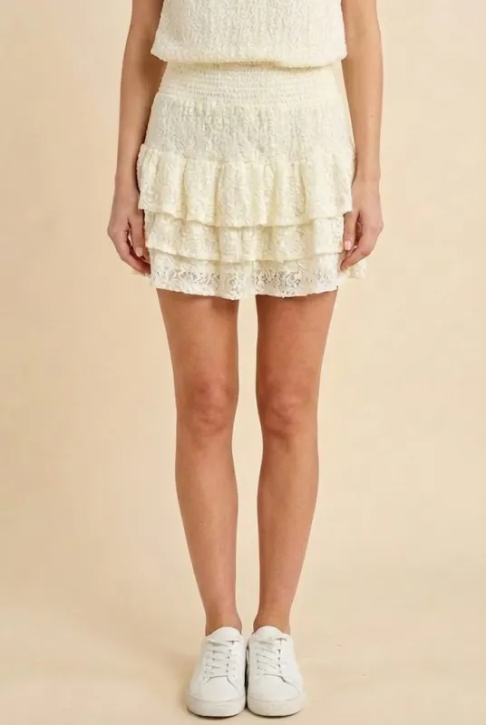 Womens Lace Tiered Smocked Waist Shorts sold by Hayden