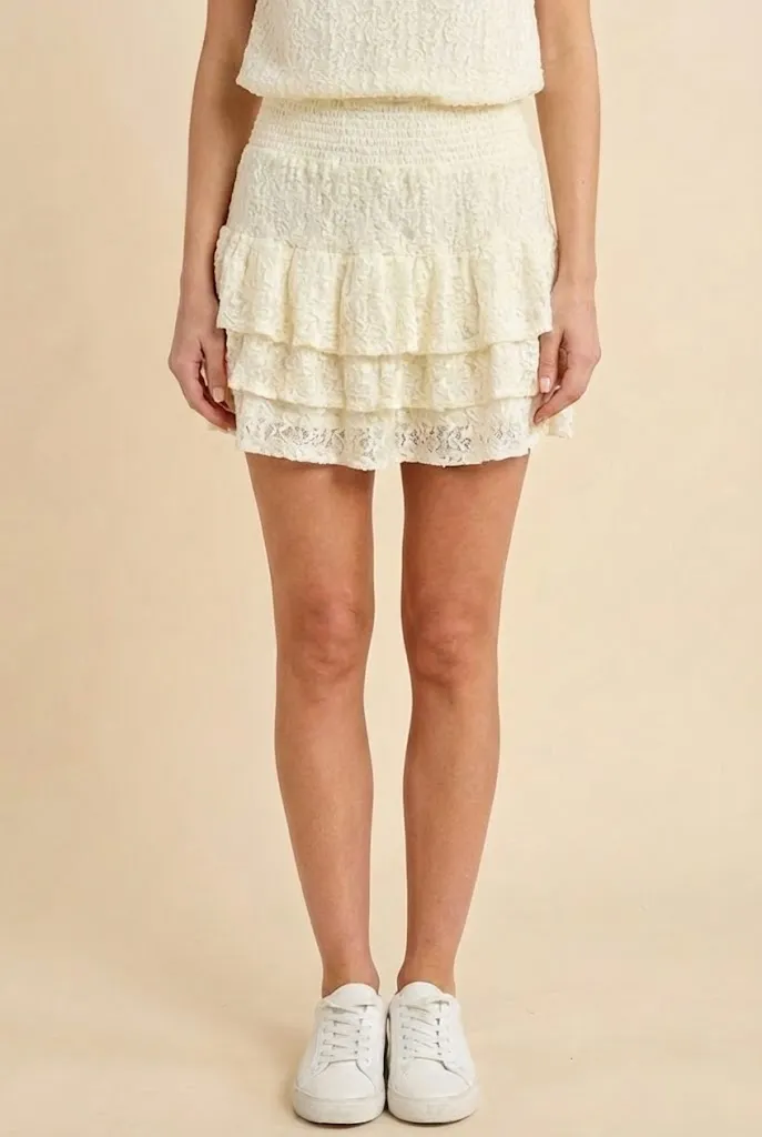 Womens Lace Tiered Smocked Waist Shorts sold by Hayden