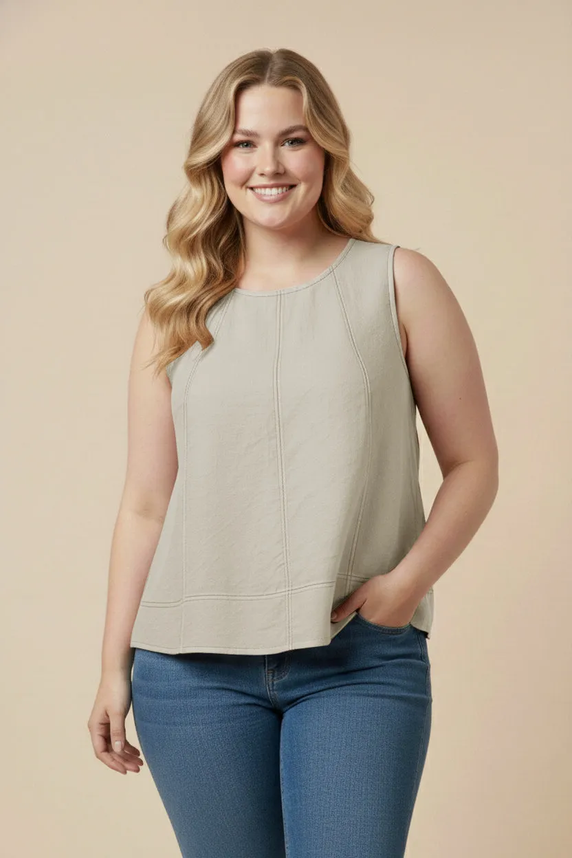 Womens Contrast Stitch Detailed Loose Tank Top sold by Hayden product image thumbnail 5