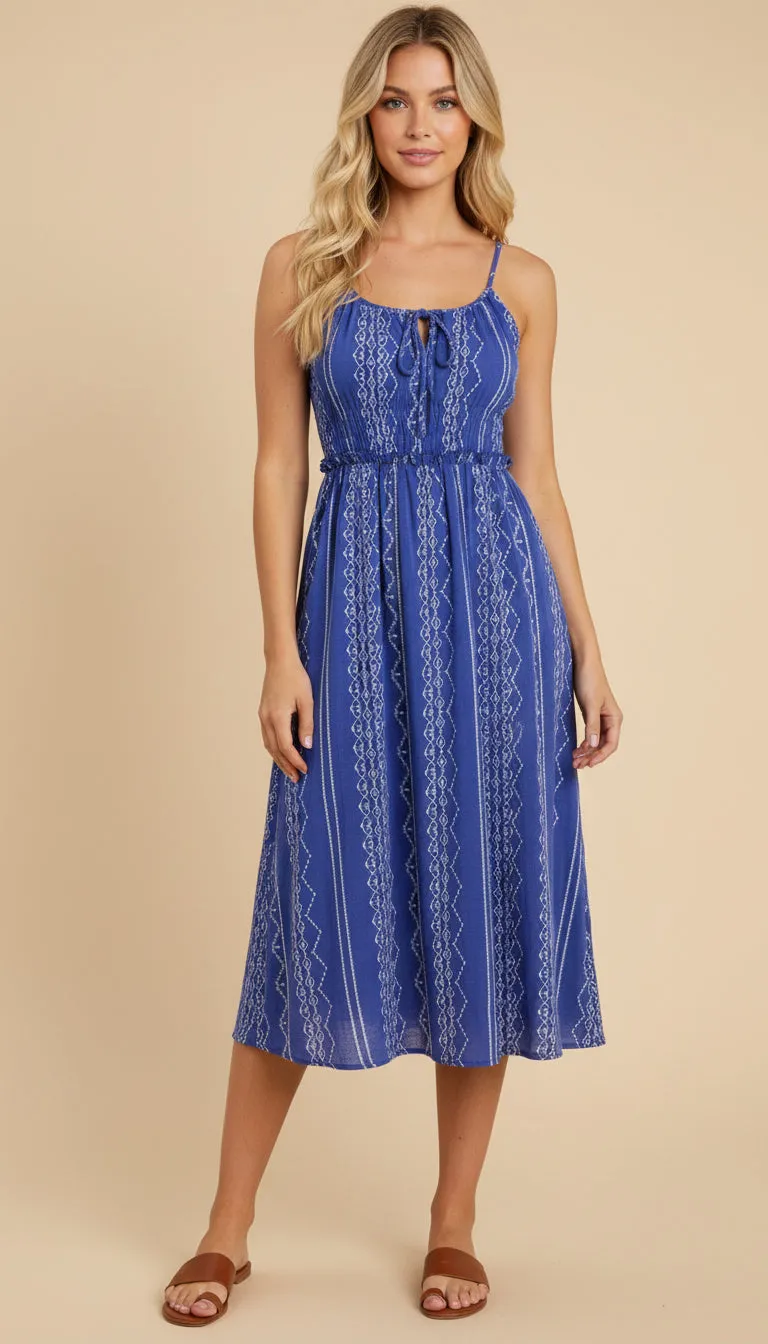 Womens Embroidered Pattern Tie Detail Tank Dress sold by Hayden