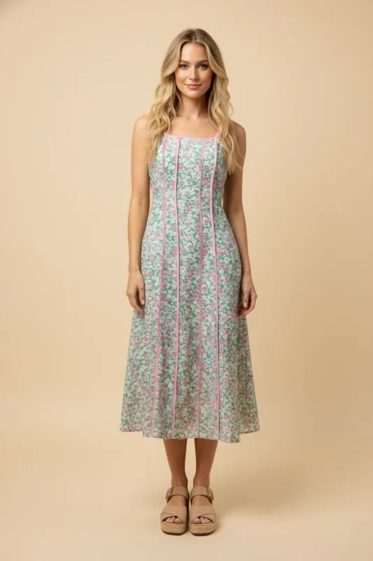 Womens Contrast Piped Ditsy Floral Sleeveless Dress sold by Hayden