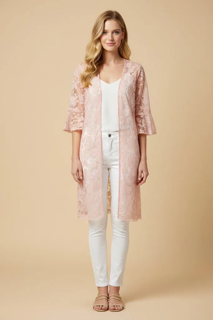 Womens Bell Sleeve Floral Lace Long Length Kimono sold by Hayden product image thumbnail 4