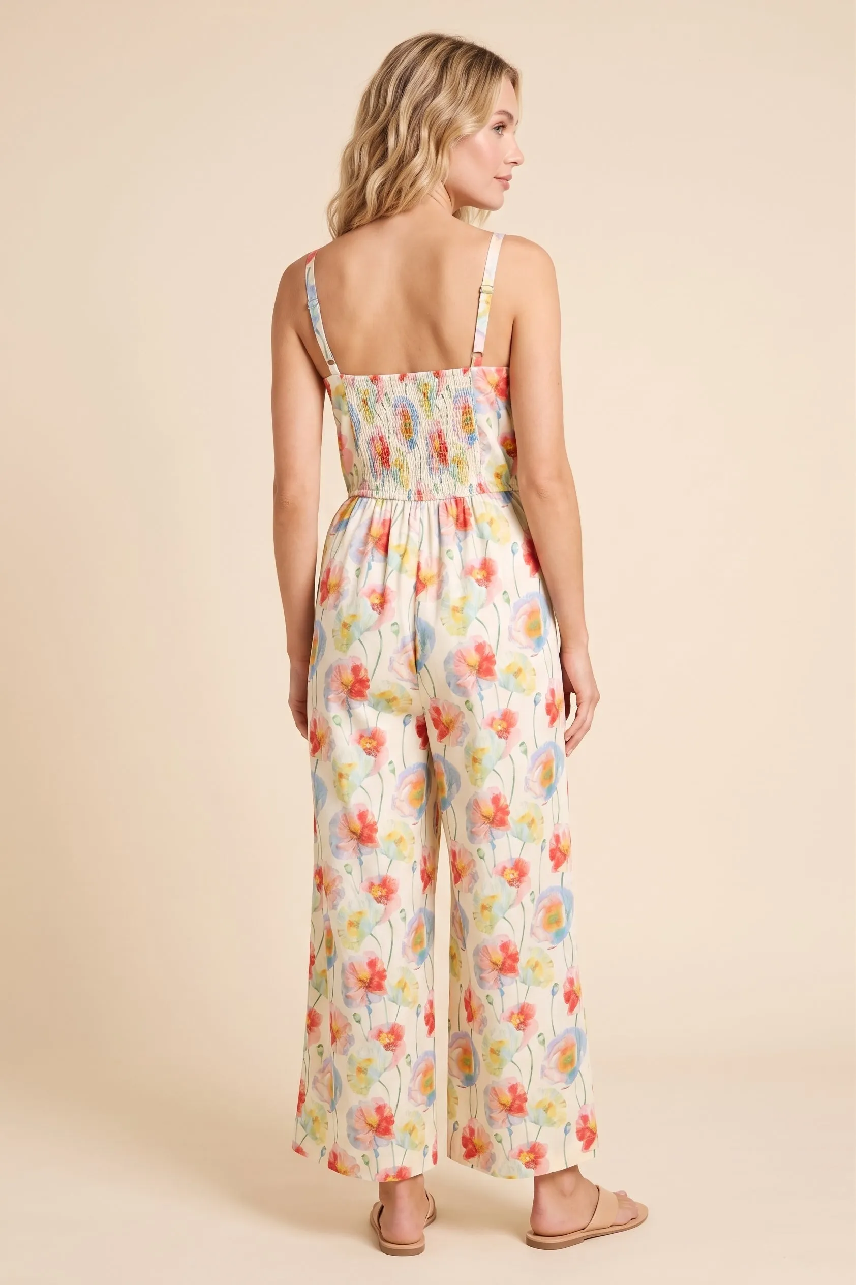 Women Bold Floral Wide Leg Sleevess Jumpsuit sold by Hayden product image thumbnail 3