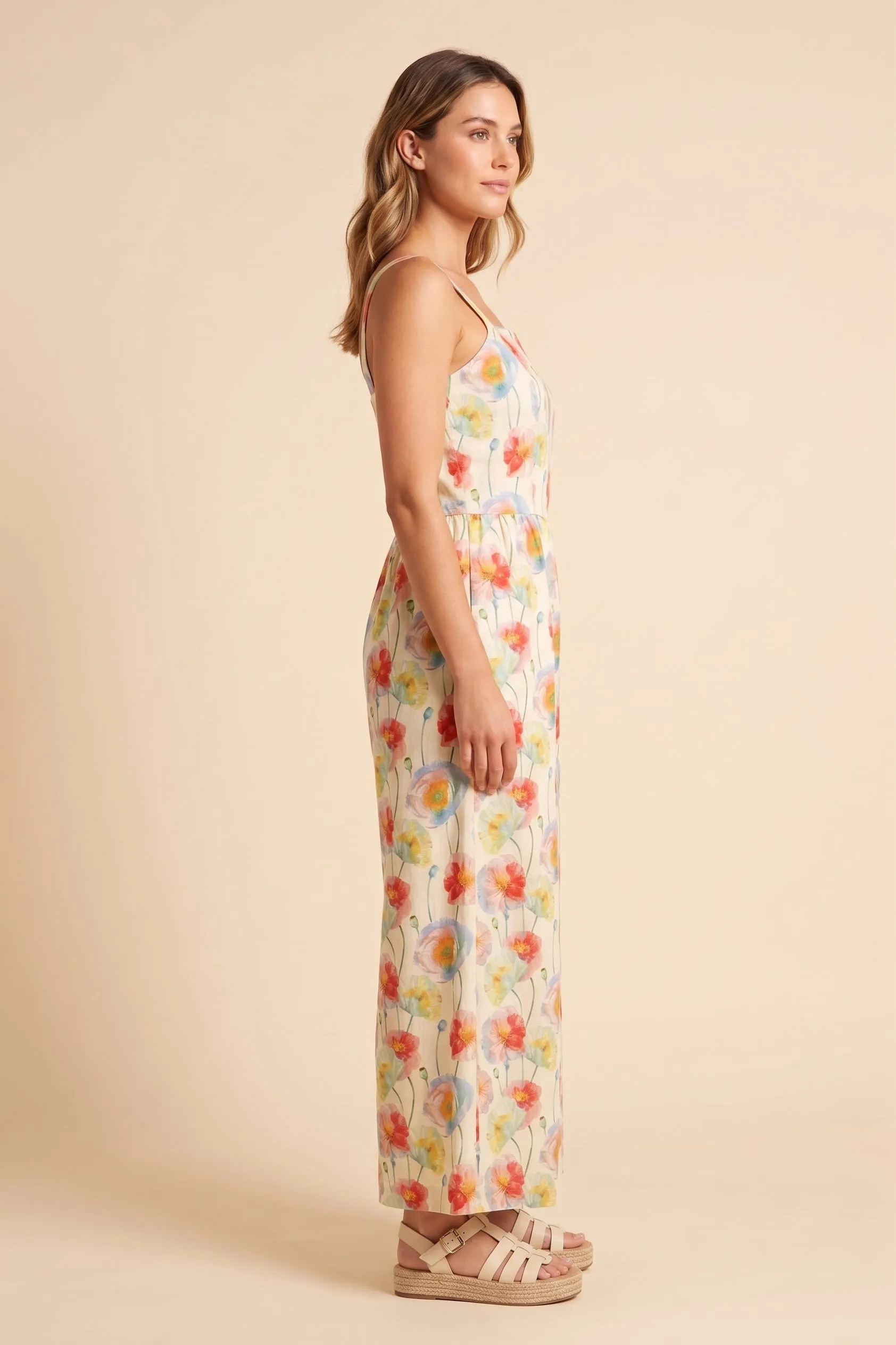 Women Bold Floral Wide Leg Sleevess Jumpsuit sold by Hayden product image thumbnail 2