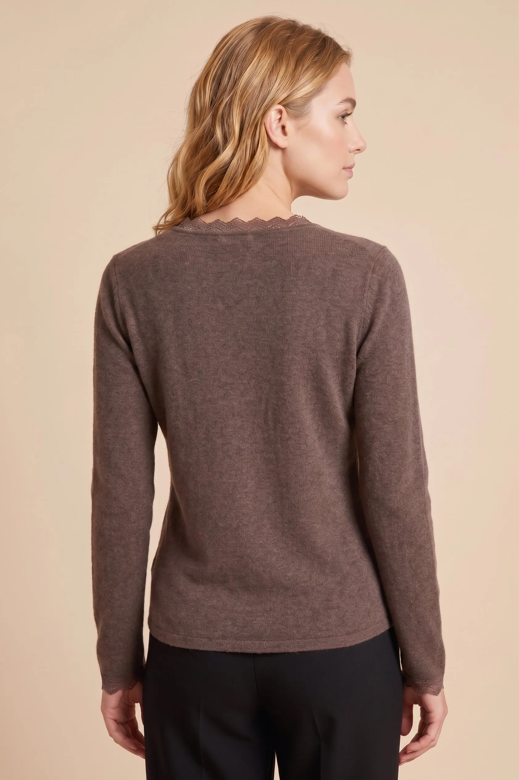 Womens Lace Detailed V Neck Knit Top sold by Hayden product image thumbnail 3