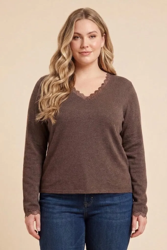 Womens Lace Detailed V Neck Knit Top sold by Hayden product image thumbnail 5