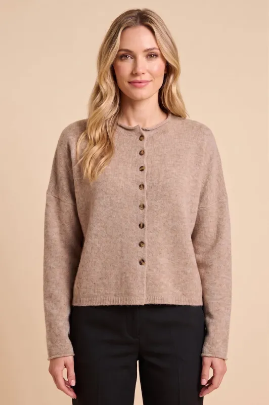 Womens Brushed Rolled Neck Sweater Cardigan made by Hayden
