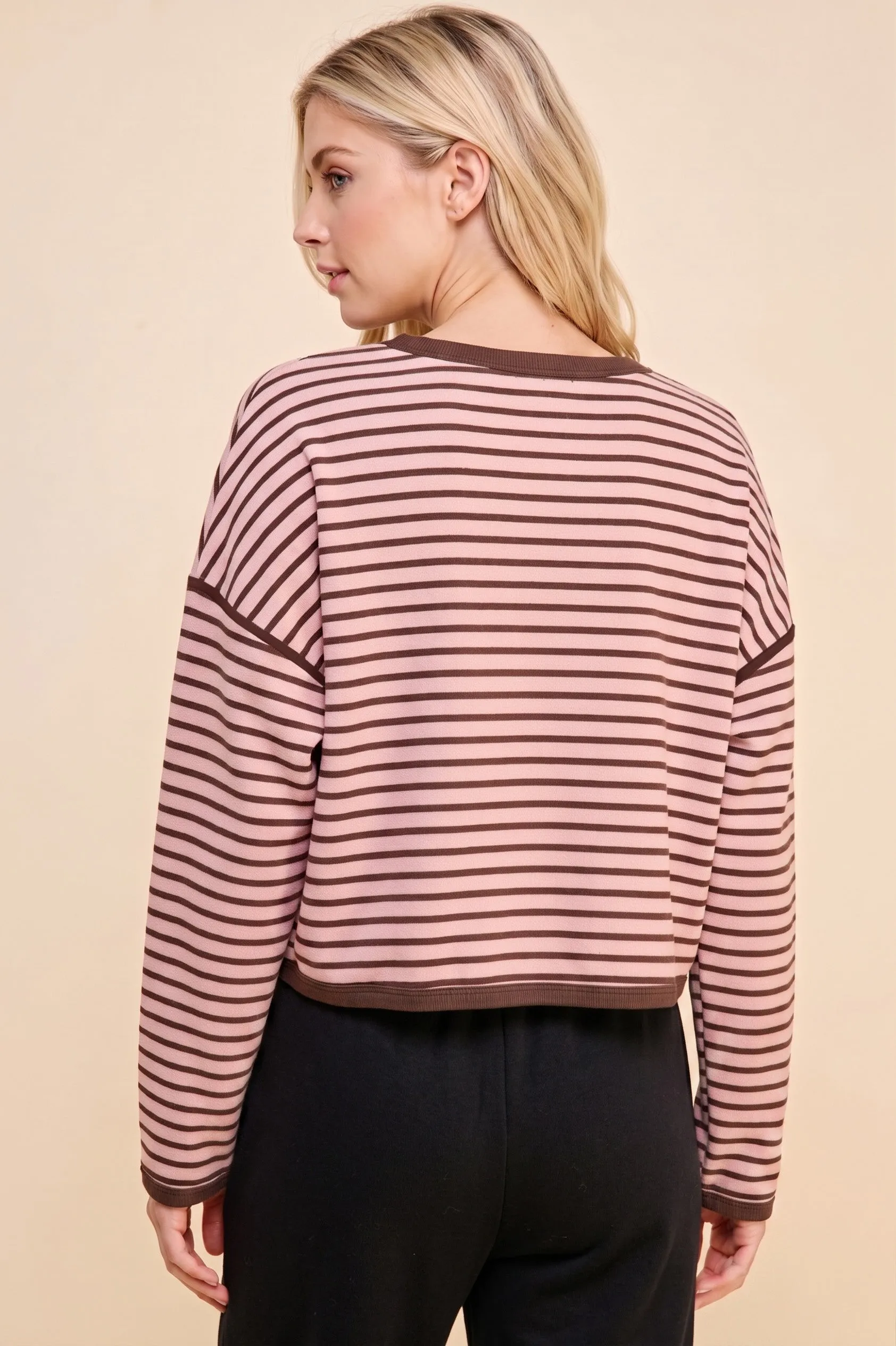 Womens Contrast Detailed Striped Knit Top sold by Hayden product image thumbnail 3