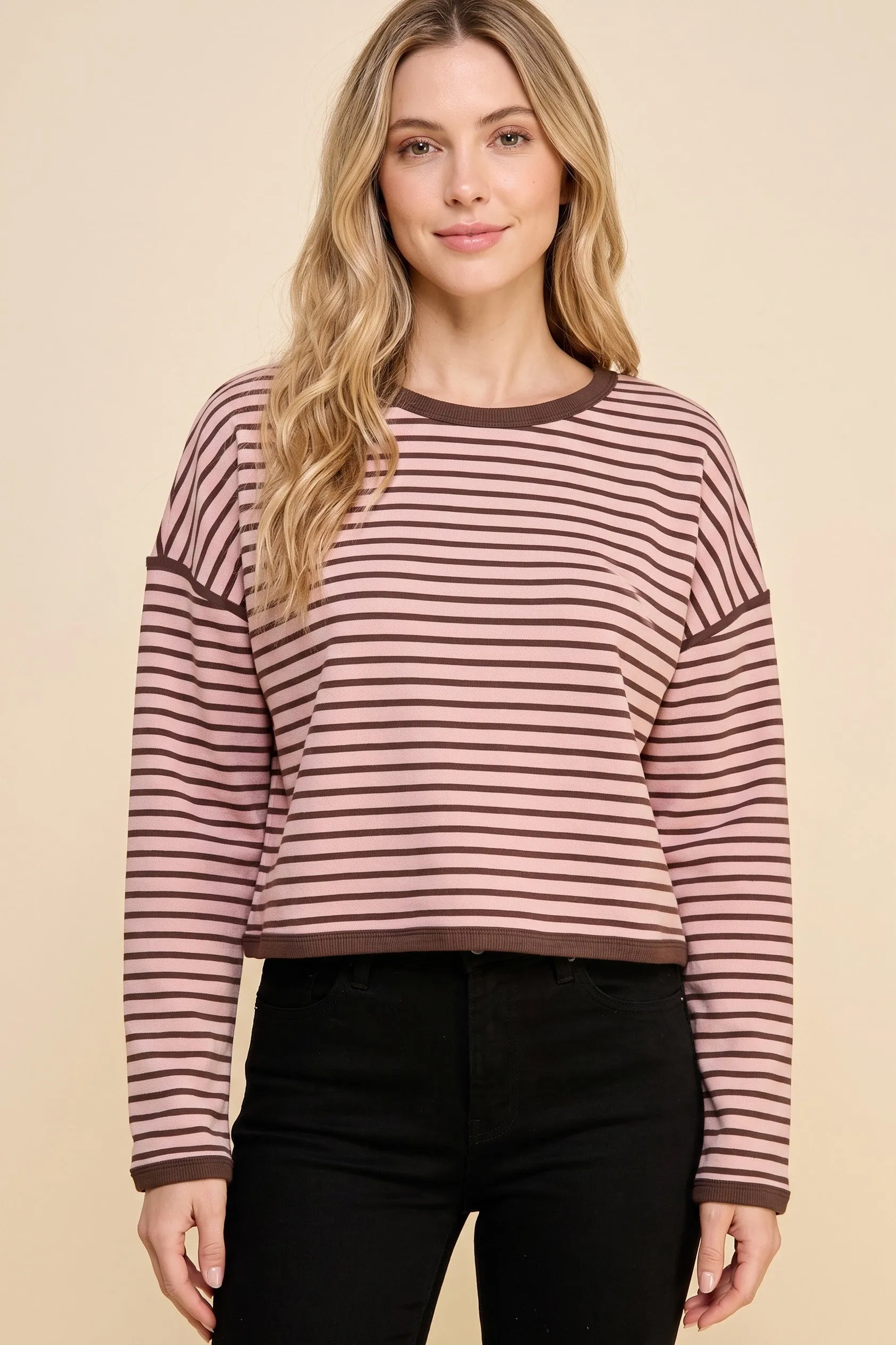 Womens Contrast Detailed Striped Knit Top sold by Hayden