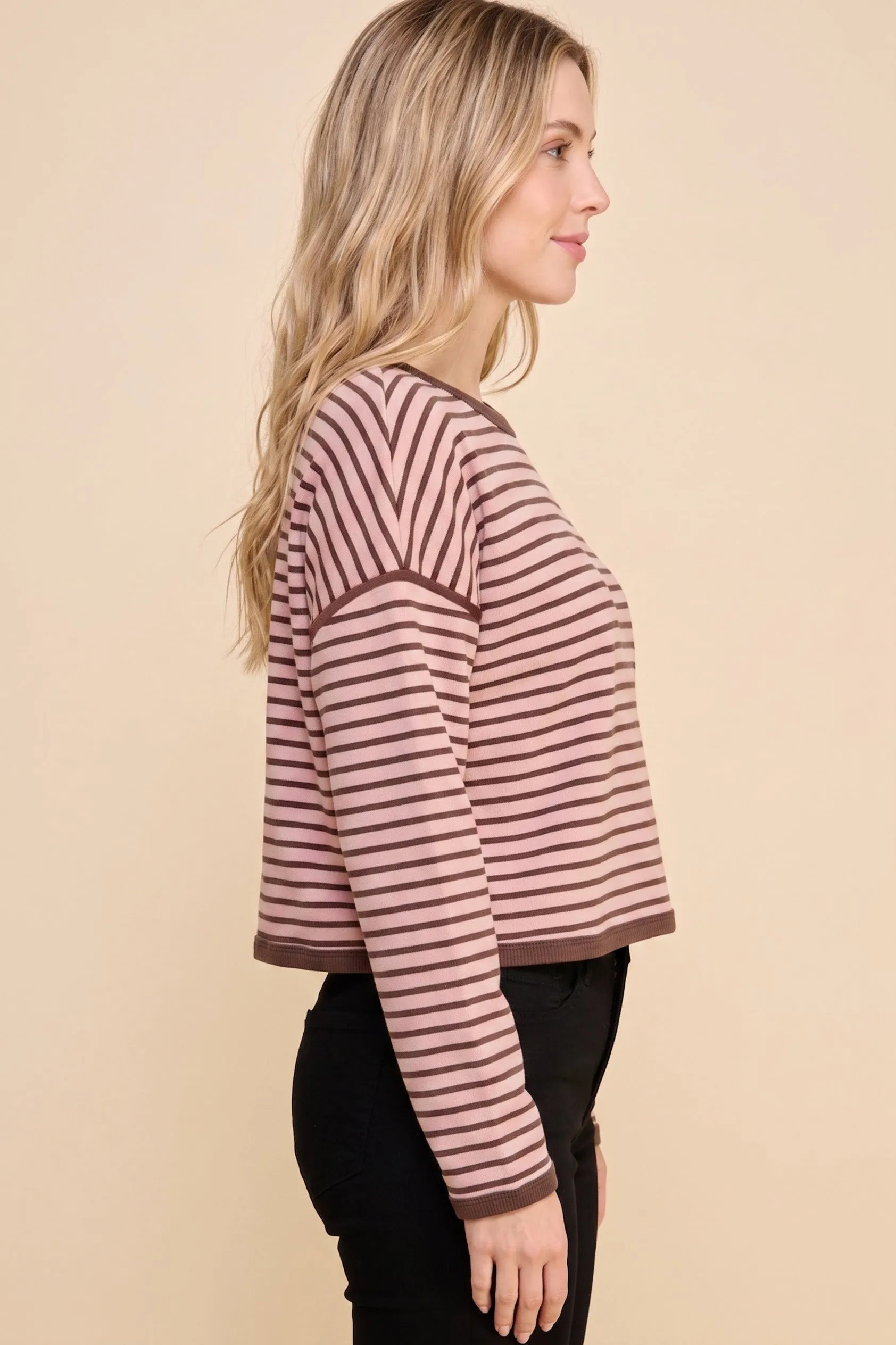 Womens Contrast Detailed Striped Knit Top sold by Hayden product image thumbnail 2