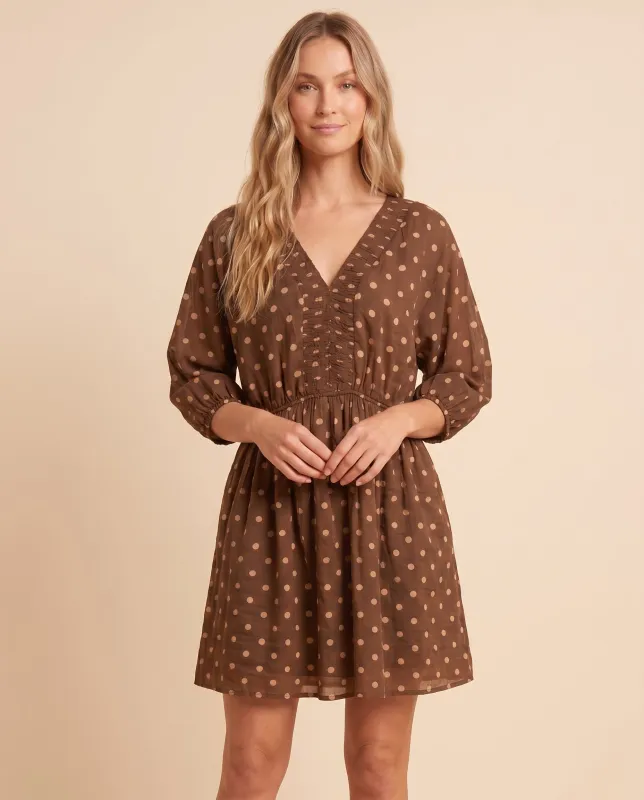 Womens Smocked Neckline Polka Dot Dolman Dress made by Hayden