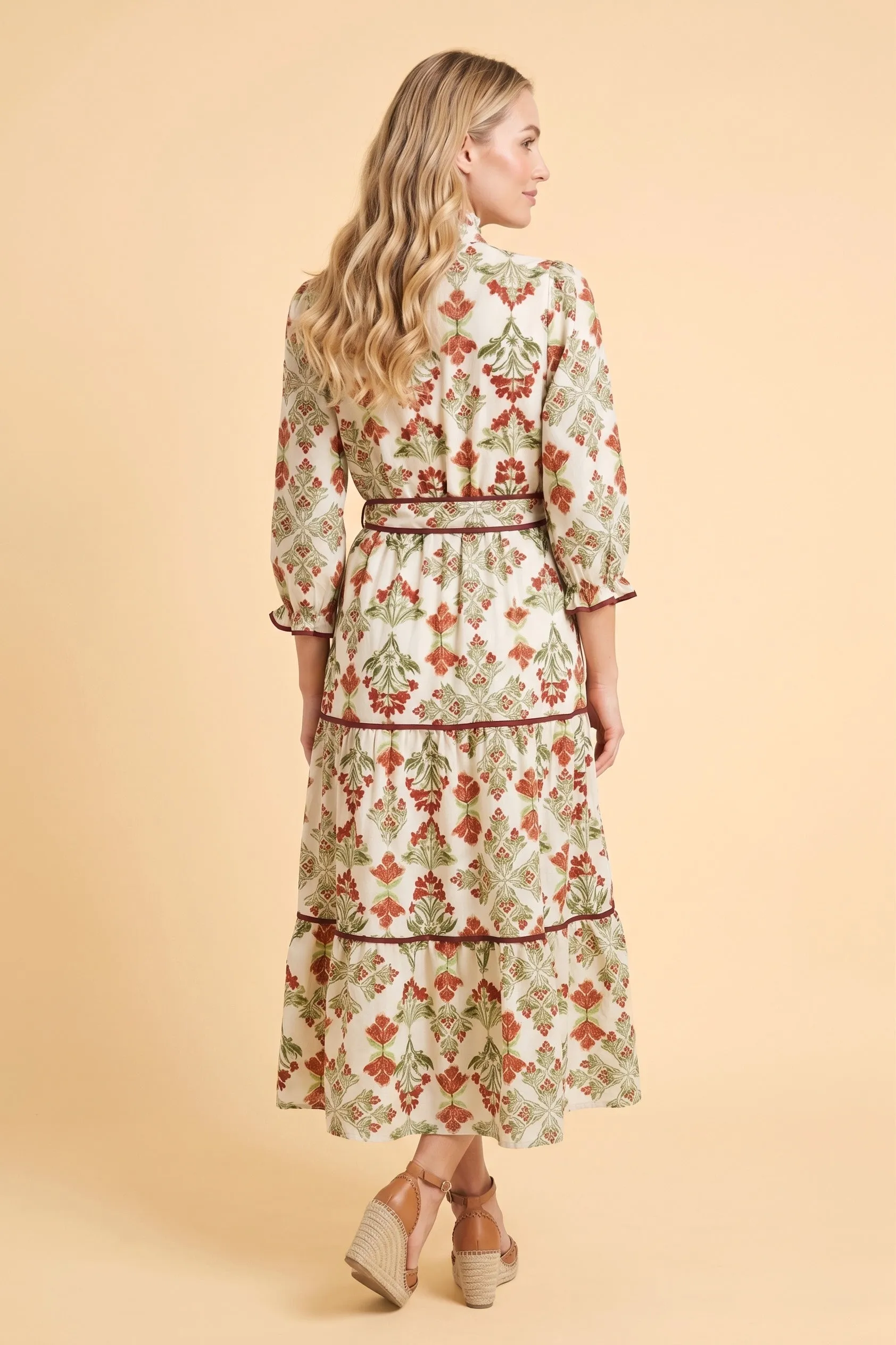 Womens Block Print Ruffle Detail Belted Dress sold by Hayden product image thumbnail 3