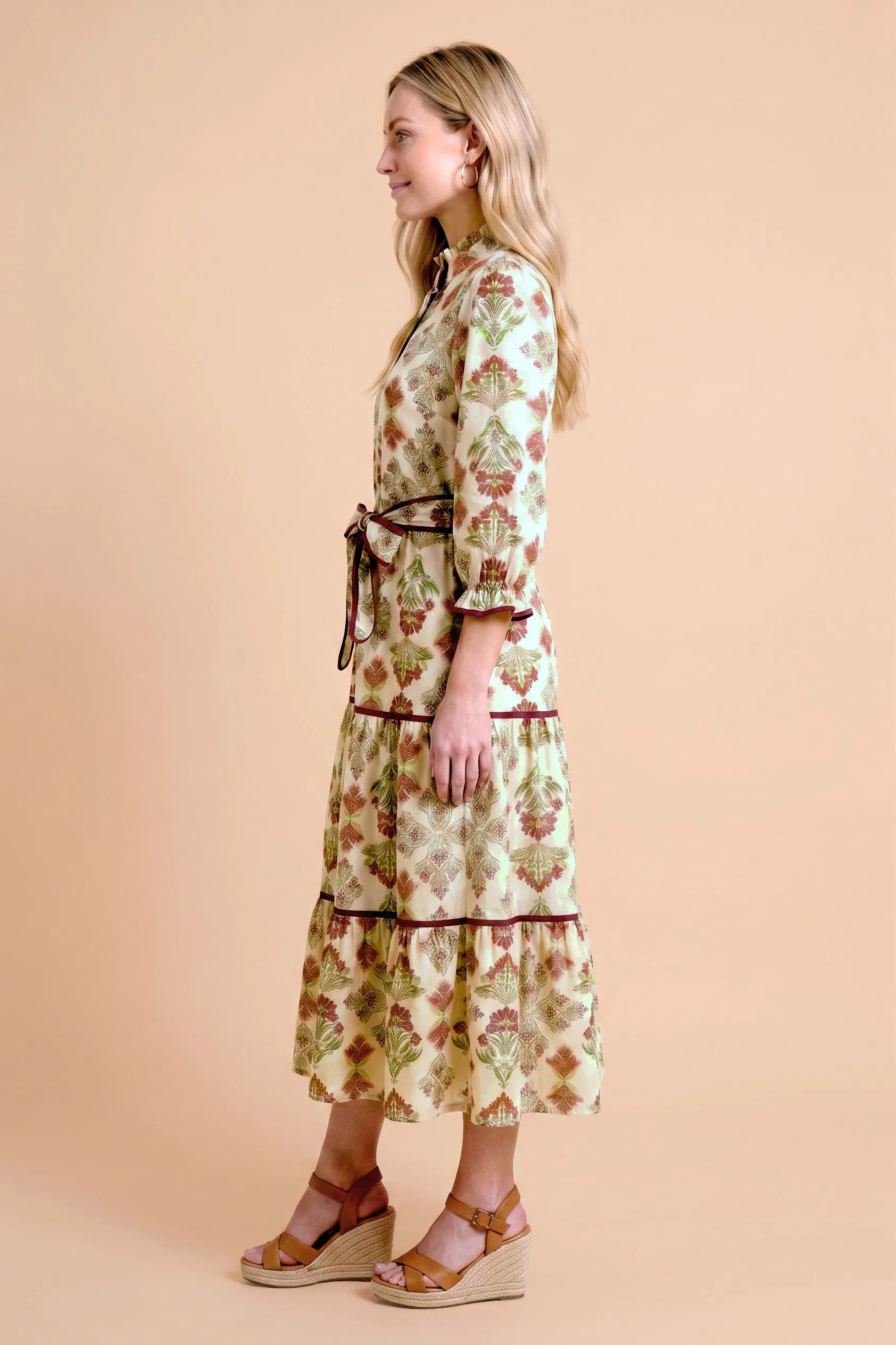 Womens Block Print Ruffle Detail Belted Dress sold by Hayden product image thumbnail 2