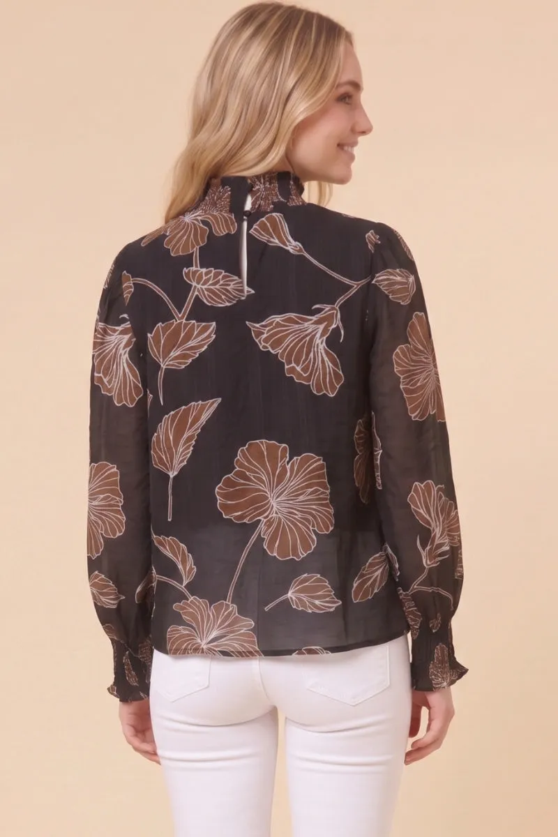 Womens Bold Floral Print Smock Detail Long Sleeve Top sold by Hayden product image thumbnail 3