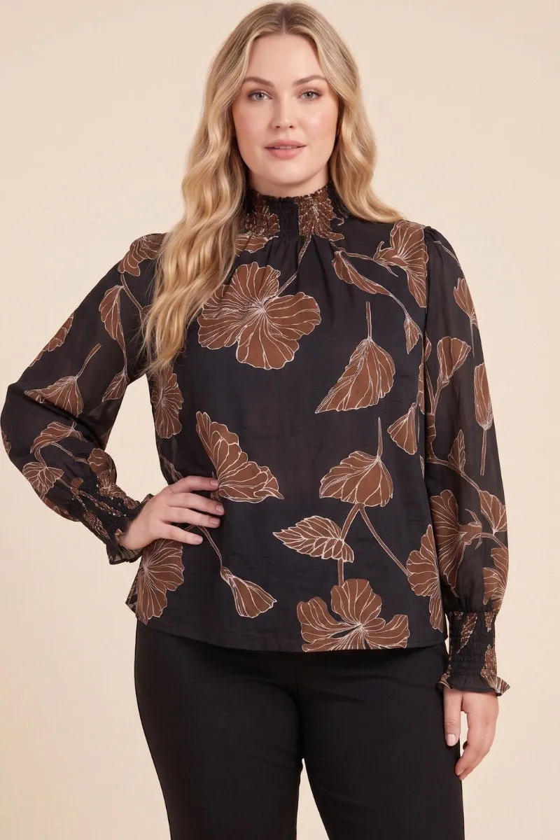 Womens Bold Floral Print Smock Detail Long Sleeve Top sold by Hayden product image thumbnail 5