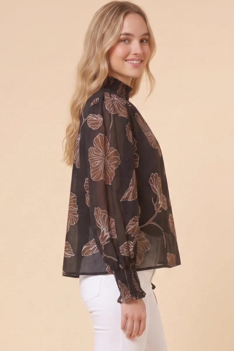 Womens Bold Floral Print Smock Detail Long Sleeve Top sold by Hayden product image thumbnail 2