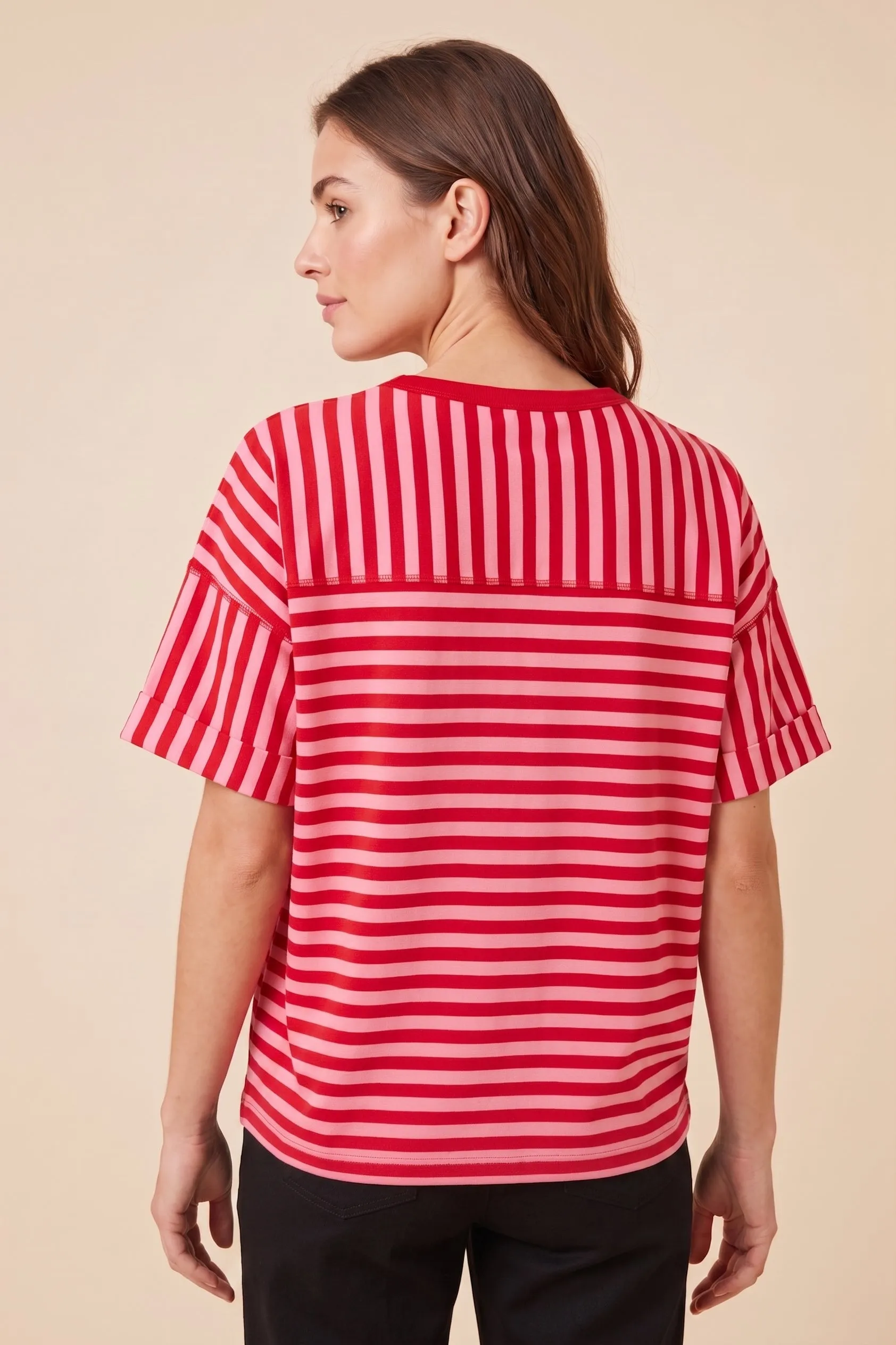 Womens Mixed Stripe Drop Should Knit T Shirt sold by Hayden product image thumbnail 3